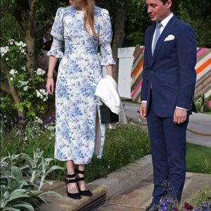 NWOT Halogen blue floral dress size M party vacation travel Easter cottage core